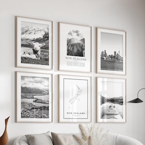 New Zealand Gallery Wall Art - Set of 6, New Zealand Black and White Photo, New Zealand Posters, New Zealand Prints, Oceania