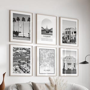 Gilbert Gallery Wall Art - Set of 6, Gilbert Black and White Photo, Gilbert Posters, Gilbert Prints, Arizona