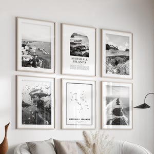 Arte mural de las Islas Marshall - Juego de 6, Fotografía en blanco y negro de las Islas Marshall, Pósteres de las Islas Marshall, Láminas de las Islas Marshall, Oceanía