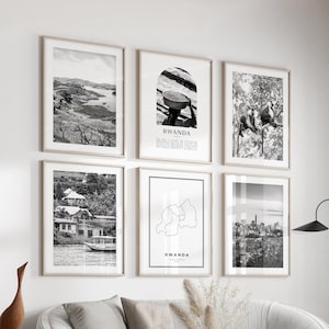 Rwanda Gallery Wall Art - Set of 6, Rwanda Black and White Photo, Rwanda Posters, Rwanda Prints, Africa
