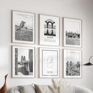 Qatar Gallery Wall Art - Set of 6, Qatar Black and White Photo, Qatar Posters, Qatar Prints, Asia