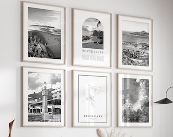 Seychelles Gallery Wall Art Set – 6 Black & White Prints + Bonus