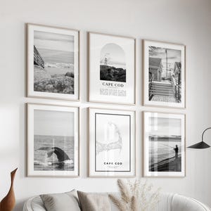 Cape Cod Gallery Wall Art - Set of 6, Cape Cod Black and White Photo, Cape Cod Posters, Cape Cod Prints, Massachusetts