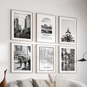 Phoenix Gallery Wall Art - Set of 6, Phoenix Black and White Photo, Phoenix Posters, Phoenix Prints, Arizona