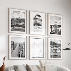 Saint Kitts and Nevis Gallery Wall Art - Set of 6, Saint Kitts and Nevis Black and White Photo, Saint Kitts and Nevis Posters, Caribbean