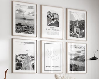 Saint Barthélemy Gallery Wall Art - Set of 6, Saint Barthélemy Black and White Photo, Saint Barthélemy Posters, Caribbean