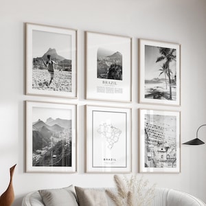 Brazil Gallery Wall Art - Set di 6, foto in bianco e nero del Brasile, poster del Brasile, stampe del Brasile, Sud America