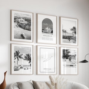 Anguilla Gallery Wall Art - Set of 6, Anguilla Black and White Photo, Anguilla Posters, Anguilla Prints, Caribbean