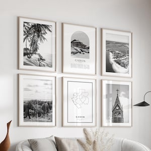 Gabon Gallery Wall Art - Set of 6, Gabon Black and White Photo, Gabon Posters, Gabon Prints, Africa