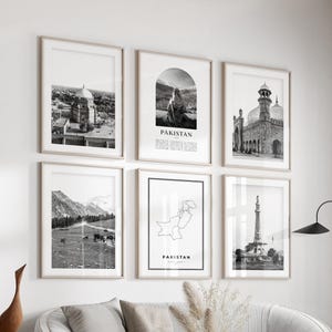 Pakistan Gallery Wall Art - Set of 6, Pakistan Black and White Photo, Pakistan Posters, Pakistan Prints, Asia