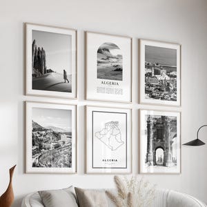 Algerien Gallery Wandkunst - 6er-Set, Algerien Schwarzweißfoto, Algerien Poster, Algerien Prints, Afrika