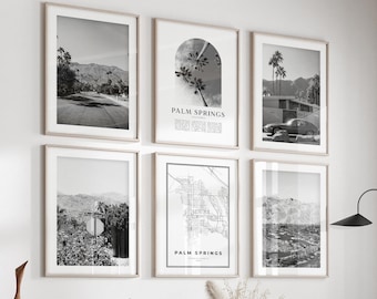 Palm Springs Gallery Wall Art - Set of 6, Palm Springs Black and White Photo, Palm Springs Posters, Palm Springs Prints, California