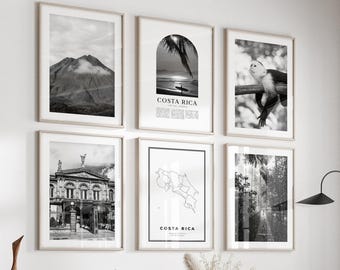Costa Rica Gallery Wall Art - Set of 6, Costa Rica Black and White Photo, Costa Rica Posters, Costa Rica Prints, Central America