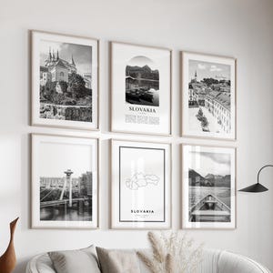 Slovakia Gallery Wall Art - Set of 6, Slovakia Black and White Photo, Slovakia Posters, Slovakia Prints, Europe