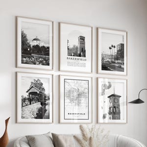 Bakersfield Gallery Wall Art - Set of 6, Bakersfield Black and White Photo, Bakersfield Posters, Bakersfield Prints, California