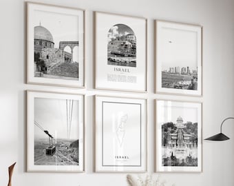Israel Gallery Wall Art Set of 6 – Black and White Photo Prints