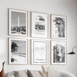 Venezuela Gallery Wall Art - Set di 6, foto in bianco e nero del Venezuela, poster del Venezuela, stampe del Venezuela, Sud America