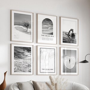 Dead Sea Gallery Wall Art - 6er-Set, Dead Sea Schwarzweißfoto, Totes Meer Poster, Totes Meer Drucke, Israel
