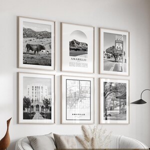 Arte mural de la galería de Amarillo: juego de 6, fotografía en blanco y negro de Amarillo, carteles de Amarillo, impresiones de Amarillo, Texas
