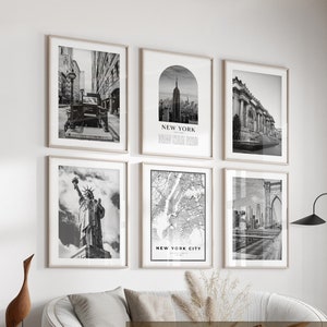 Art mural New York Gallery - Lot de 6, photos New York noir et blanc, affiches New York, estampes New York, New York