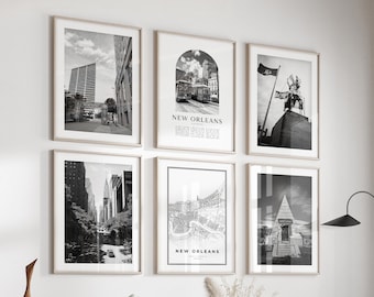 New Orleans Gallery Wall Art - Set of 6, New Orleans Black and White Photo, New Orleans Posters, New Orleans Prints, Louisiana