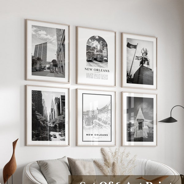 New Orleans Gallery Wall Art - Set of 6, New Orleans Black and White Photo, New Orleans Posters, New Orleans Prints, Louisiana
