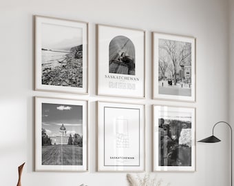 Saskatchewan Gallery Wall Art - Set of 6, Saskatchewan Black and White Photo, Saskatchewan Posters, Saskatchewan Prints, Canada