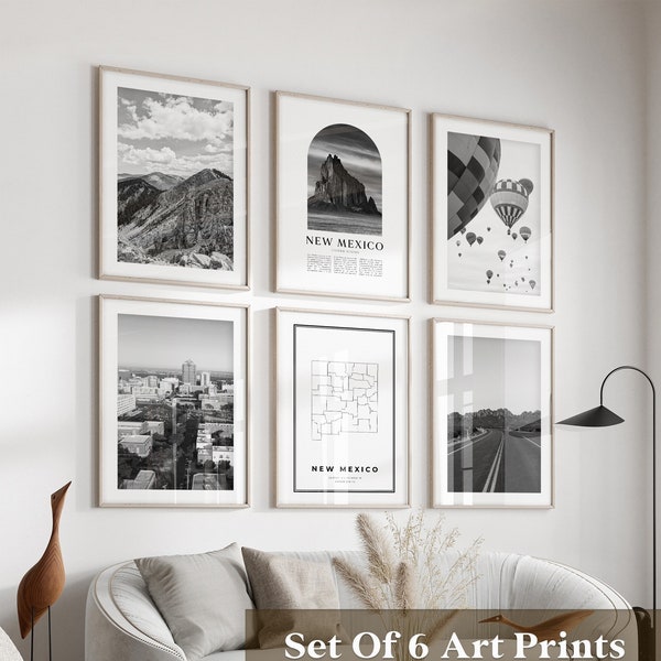 New Mexico Gallery Wall Art - Set of 6, New Mexico Black and White Photo, New Mexico Posters, New Mexico Prints, United States