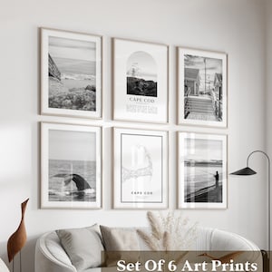 Cape Cod Gallery Wall Art - 6er Set, Cape Cod Schwarz Weiß Foto, Cape Cod Poster, Cape Cod Prints, Massachusetts