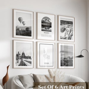 Idaho Gallery Wall Art - 6er-Set, Idaho Schwarzweißfoto, Idaho Poster, Idaho Prints, USA