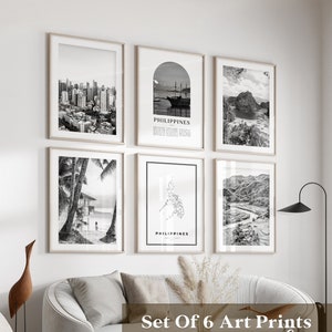 Philippinen Galerie Wandkunst - 6er Set, Philippinen Schwarz Weiß Foto, Philippinen Poster, Philippinen Prints, Asien