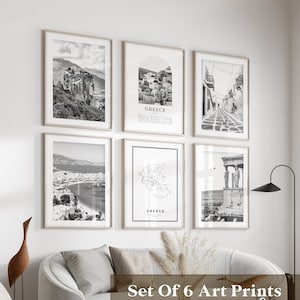 Griechenland Gallery Wall Art - 6er-Set, Griechenland Schwarz weiß Foto, Griechenland Poster, Griechenland Prints, Europa