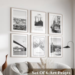 Istanbul Gallery Wall Art - 6er-Set, Istanbul Schwarz-Weiß-Foto, Istanbul Poster, Istanbul Prints, Türkei