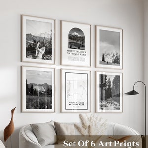 Galerie du parc national du mont Rainier - lot de 6, photos du mont Rainier, affiches du mont Rainier, estampes du mont Rainier, parc national, Washington