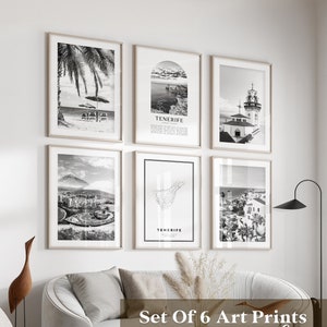 Teneriffa Gallery Wall Art - 6er-Set, Kanarische Inseln, Schwarzweißfoto, Kanarische Inseln, Kanarische Inseln, Kanarische Inseln