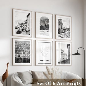San Marino Gallery Wall Art - Set van 6, San Marino zwart-witfoto, San Marino posters, San Marino prints, Europa