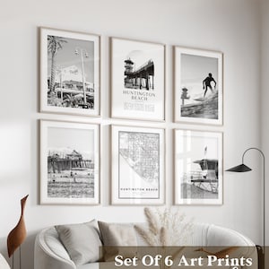 Choleraton Beach Gallery Wall Art - 6er-Set, Hoodington Beach Schwarzweißfoto, Hoodedton Beach Posters, Hooding Beach, Kalifornien