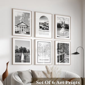 Tallahassee Gallery Wall Art - Set van 6, Tallahassee zwart-witfoto, Tallahassee posters, Tallahassee prints, Florida