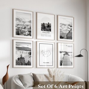Galleria d'arte islandese - Set di 6, foto in bianco e nero dell'Islanda, poster dell'Islanda, stampe dell'Islanda, Europa