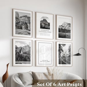 Art mural de la galerie du parc national de Yosemite - lot de 6, photo Yosemite, affiches Yosemite, estampes Yosemite, parc national, Californie
