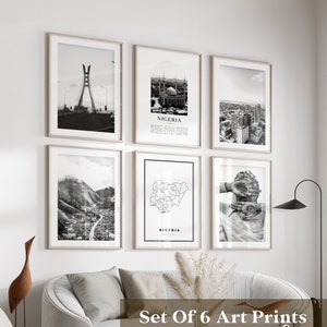 Art mural de la galerie Nigeria - Lot de 6, photos noir et blanc Nigeria, affiches Nigeria, impressions Nigeria, Afrique