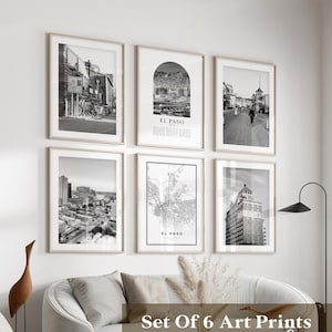 El Paso Gallery Wall Art - Set of 6, El Paso Black and White Photo, El Paso Posters, El Paso Prints, Texas