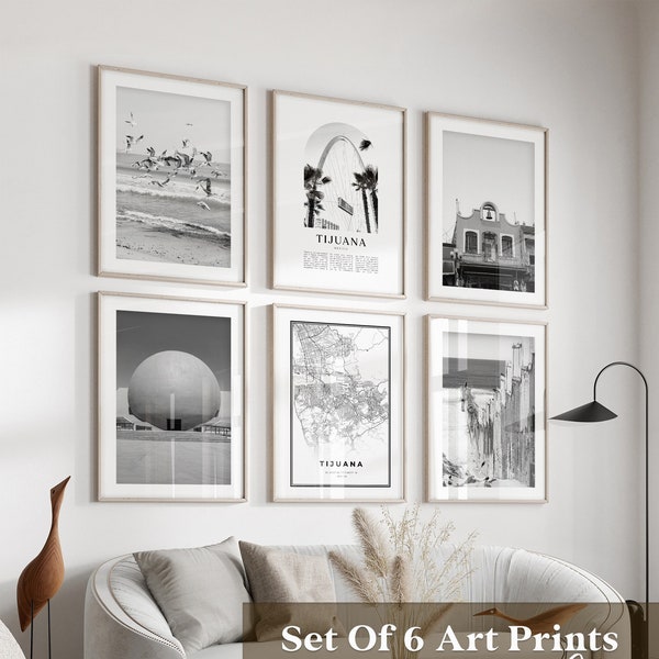 Tijuana Gallery Wall Art - Set of 6, Tijuana Black and White Photo, Tijuana Posters, Tijuana Prints, Mexico