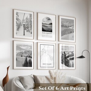 Sun Valley Gallery Wall Art - Set van 6, Sun Valley zwart-witfoto, Sun Valley posters, Sun Valley prints, Idaho