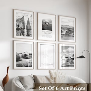 Arte mural de galería de las Islas Galápagos: conjunto de 6, fotografía en blanco y negro de las Islas Galápagos, carteles de las Islas Galápagos, impresiones de las Islas Galápagos, Ecuador