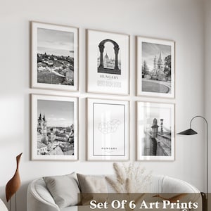 Ungarn Gallery Wall Art - 6er Set, Ungarn Schwarz weiß Foto, Ungarn Poster, Ungarn Prints, Europa
