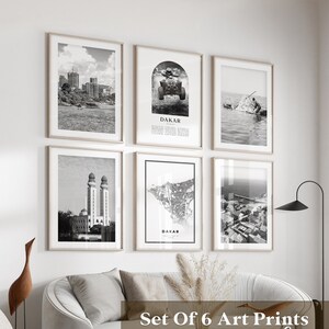 Art mural galerie Dakar - Lot de 6, photos noir et blanc Dakar, affiches Dakar, estampes Dakar, Sénégal