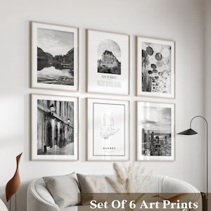 Art mural de la galerie du Québec - lot de 6, photos noir et blanc du Québec, affiches du Québec, estampes du Québec, Canada