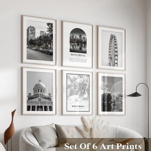 Art mural de la galerie de Montréal - lot de 6, photos noir et blanc de Montréal, affiches de Montréal, estampes de Montréal, Canada