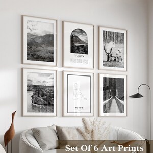 Yukon Gallery Wall Art - 6er-Set, Yukon Schwarzweißfoto, Yukon Poster, Yukon Prints, Kanada